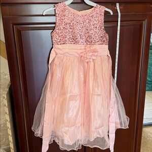 sleeveless Little girls Pink Sequin Kids flower girl Dress Wedding Pink size 12